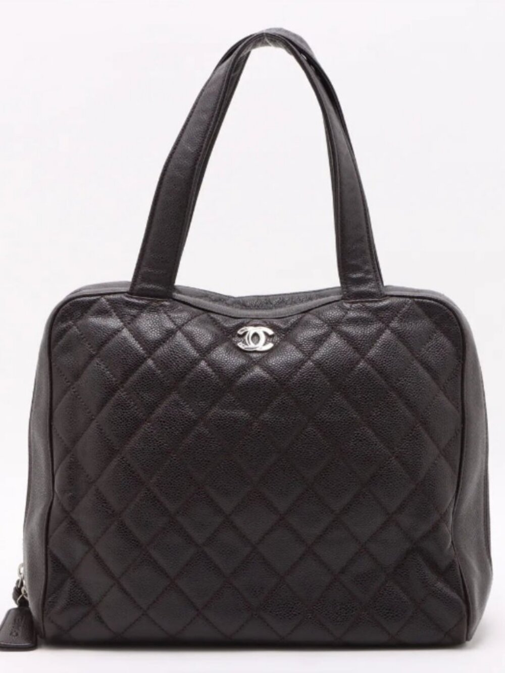 Chanel CC Logo Matelasse Caviar Skin Tote Bag Purple